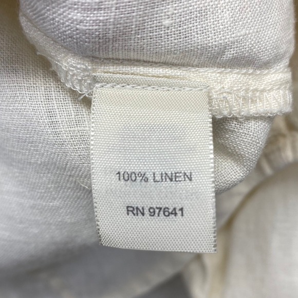 J Jill 100% Linen Button Up Shirt Womens XL Cream Long Sleeve Casual Top - Picture 9 of 10